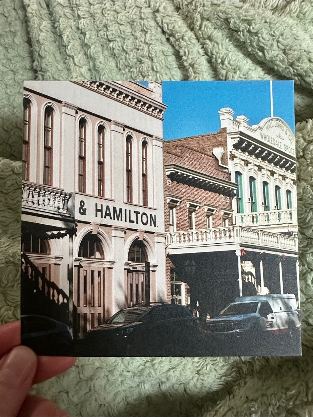 Hamilton Street Scene Art Print in Blue, Tan, Brown Old Sacramento 35mm Film